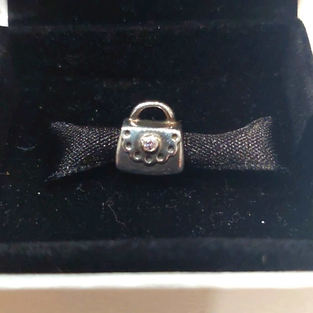 PANDORA Sterling Silver Handbag Charm With Pink CZ
